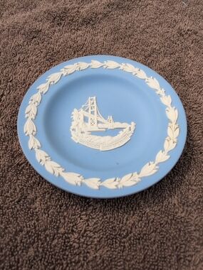 Wedgewood Blue Jasperware Decorative Plate with White Relief